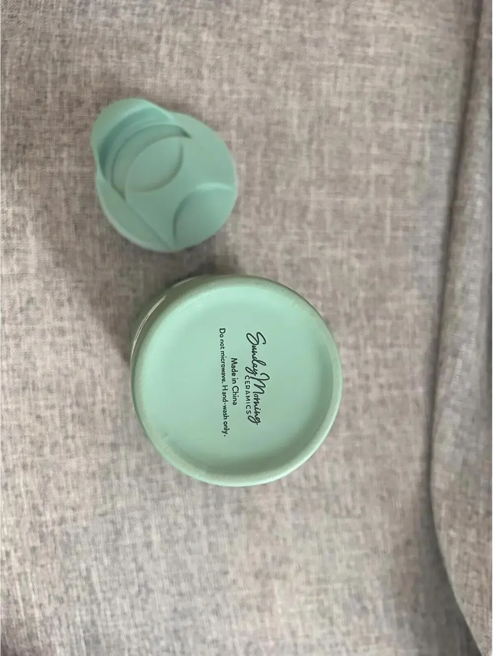 Sunday Morning Ceramic Travel Mug With Lid 18 Oz Green Happy Face Flowers Smile